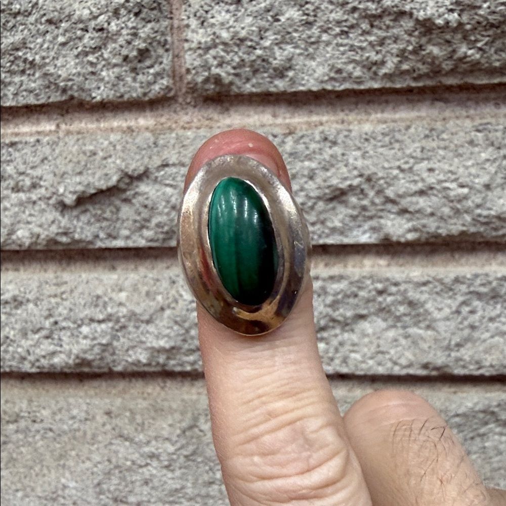Vintage Sterling Silver 925 and Malachite Ring
